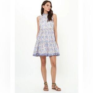 Oliphant Ruffle Tiered Short Dress in Marseille Blue Size 0